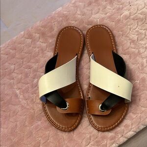 Stylish Women's Sandals in Black, White, and Brown